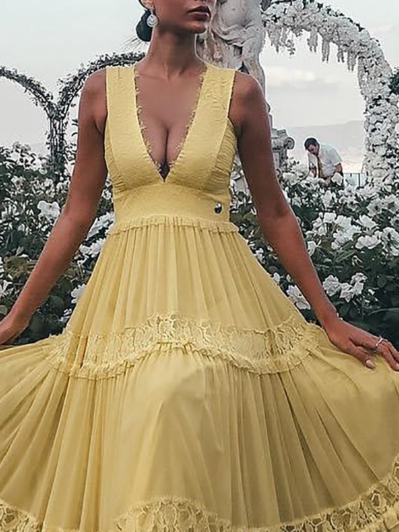 V-Neck Maxi Dress Evening Dress