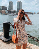Leopard Print Button  Slim Bodycon Dress