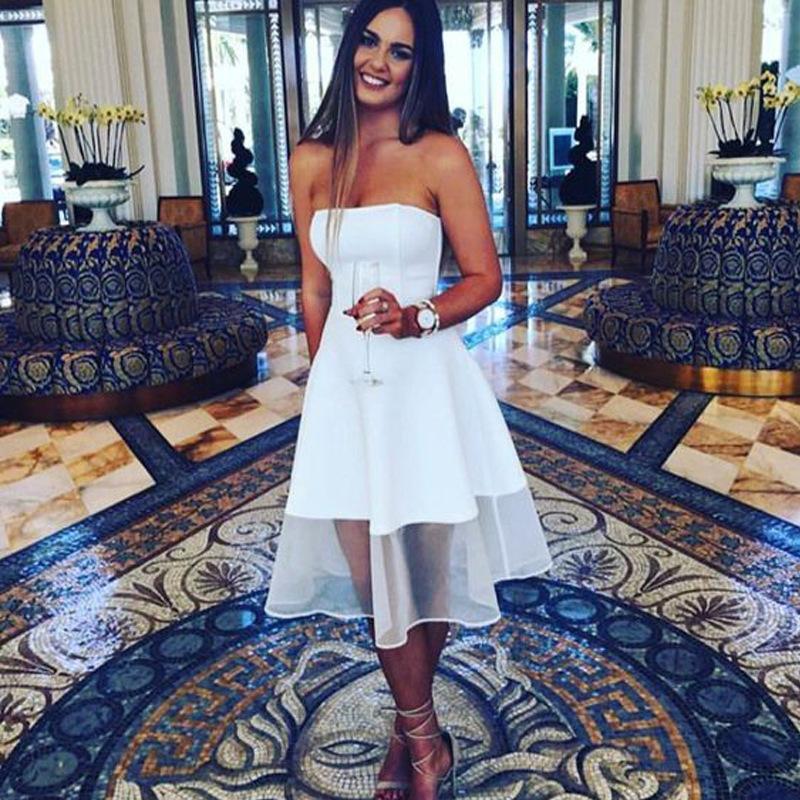 Simple White Cheap Cocktail Dresses