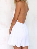 Plunging Neckline Sleeveless Elegant Mini Dress