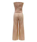Patchwork Wide Legs Slim Jumpsuit