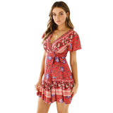 Floral Pattern Ruffle A Line Beach Mini Maxi Dresses