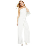 Oblique Collar Sexy Wide Leg Pants