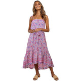 Bohemian Square Neck Sleeveless Dress