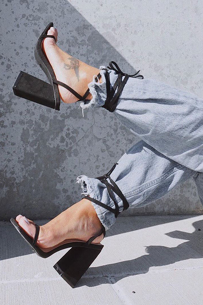 Better Late Than Never Heeled Sandals - Black