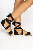 Ankle Wrapped Sandal - Black