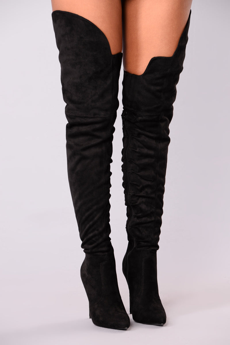 Soft as Suede Thigh High Boot - Black