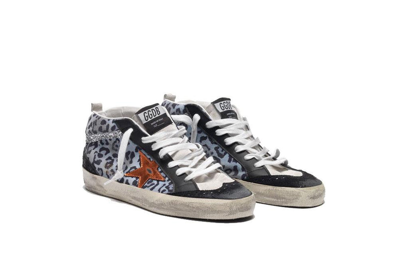 Golden Goose Mid Star Light Blue Leopard Women G36WS634.V9