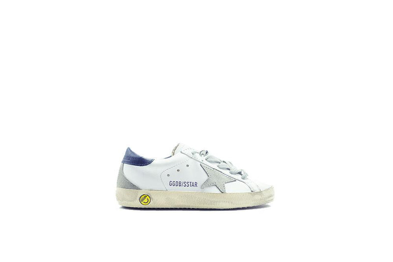 Golden Goose Superstar Sneaker White/Dark Blue Cream Sole Kids GCOKS301.A5