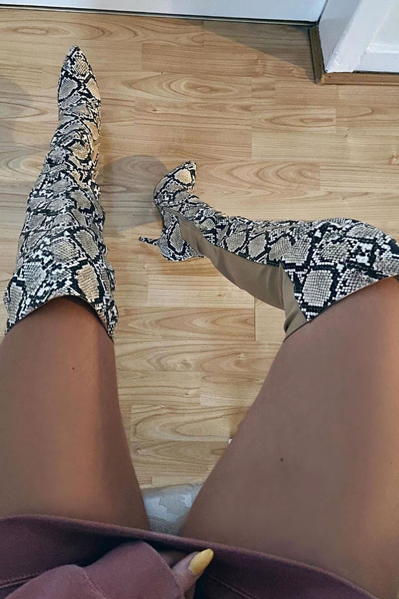 The Way You Walk Heeled Boots - Tan Snake