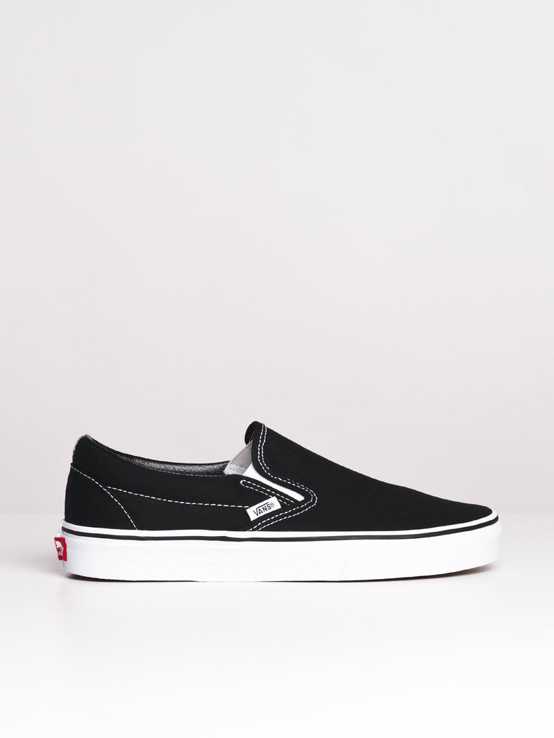 WOMENS CLASSIC SLIP ON BLK/WHT CANVAS SHOES
